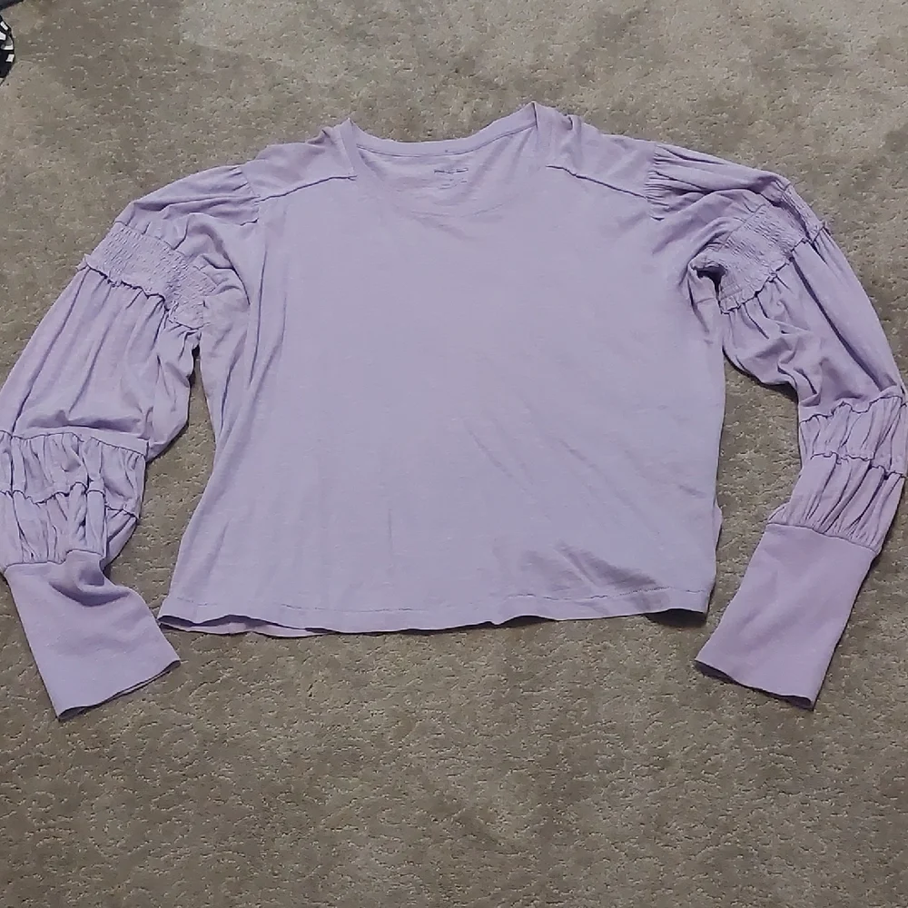 Pilcro Lavender Long Sleeve Top with Gathered Sleeves Size XL - Picture 1 of 6
